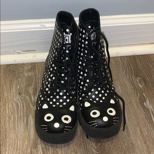 T.U.K. Cat Polka Dot Boots! Used tuk shoes 7
